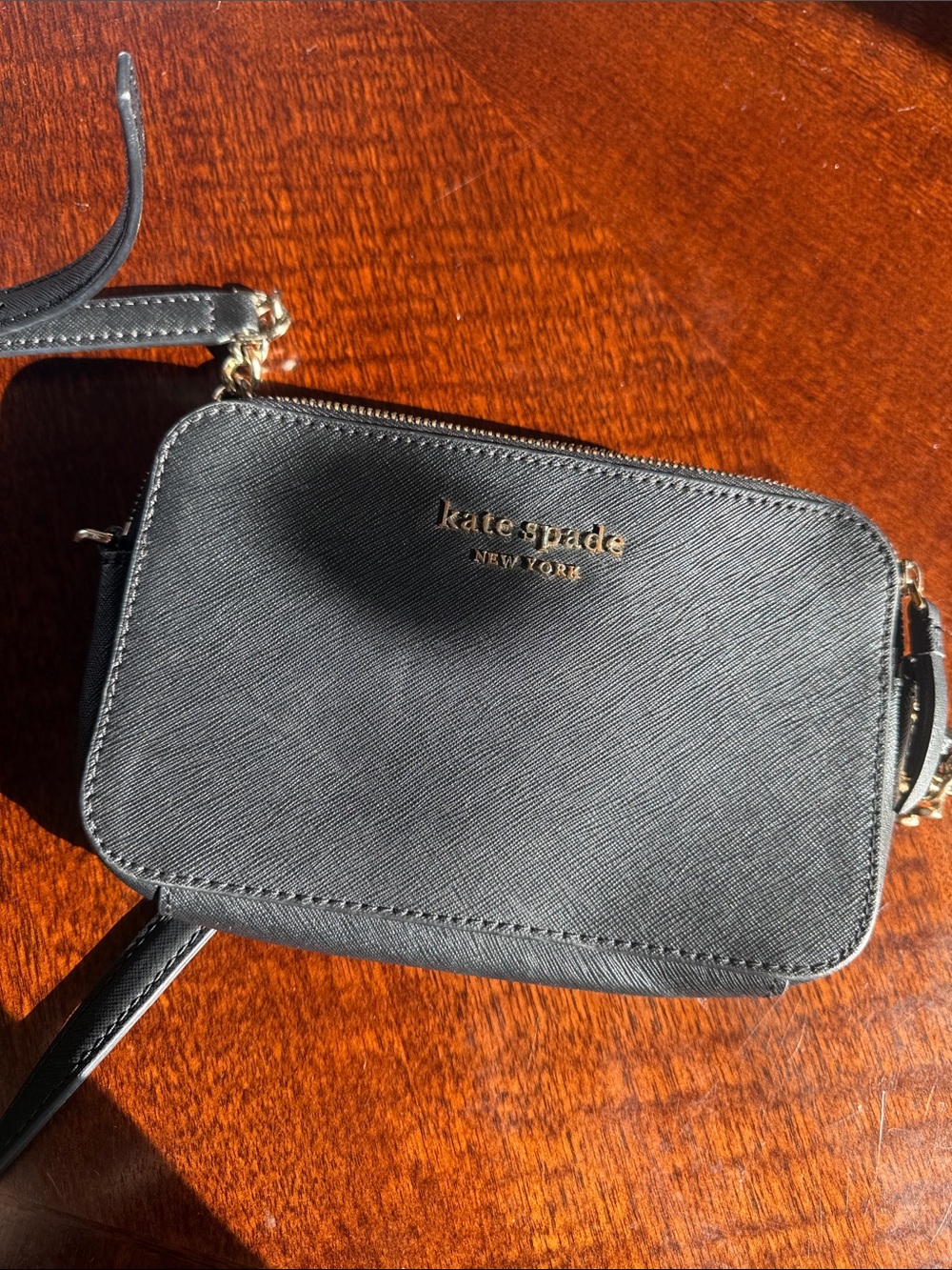 kate spade black Saffiano-style Crossbody Camera Bag